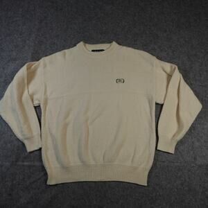 Vintage Dunbrooke Sweater Mens Extra Large Knit Cotton Ivory Crew Neck Preppy